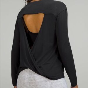 Lululemon Modal-Blend Open Back Long Sleeve Shirt in Black